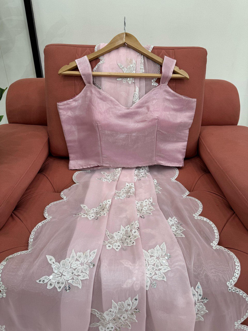 Baby Pink Party Wear Zimmy Choo Silk Saree