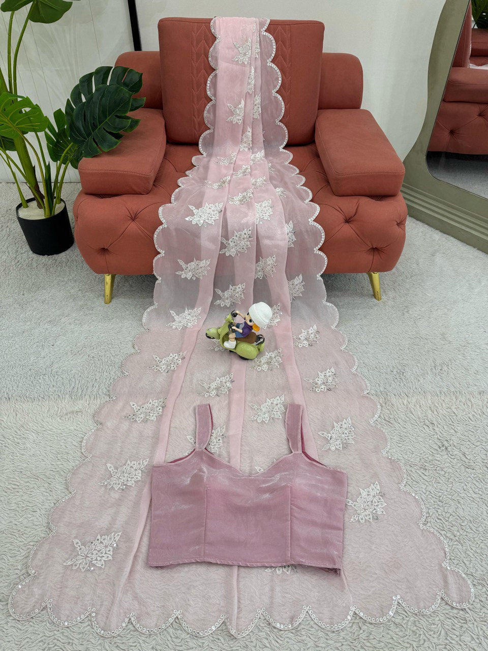 Baby Pink Party Wear Zimmy Choo Silk Saree