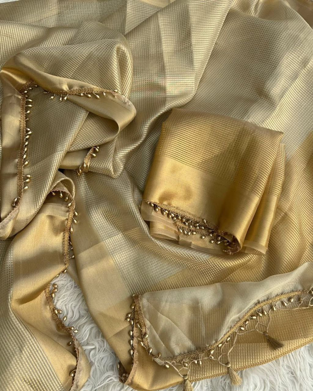 Banarasi Handloom Golden Tissue Silk Saree