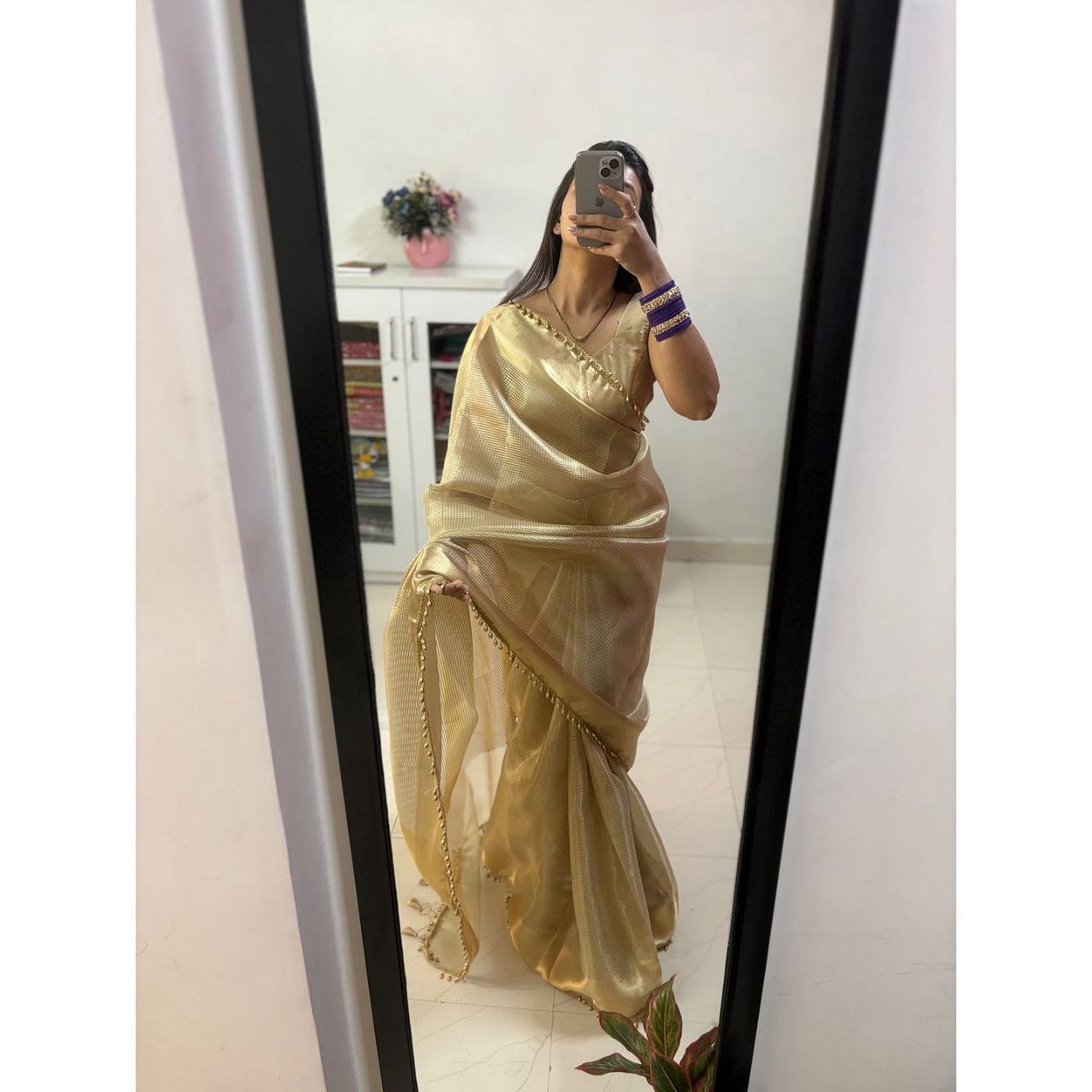 Banarasi Handloom Golden Tissue Silk Saree