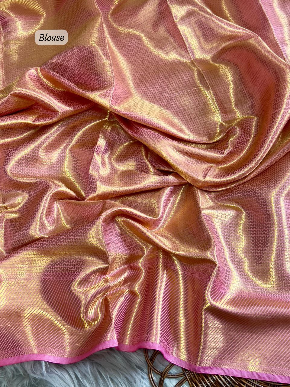 Banarasi Handloom Golden Tissue Zari Silk Saree