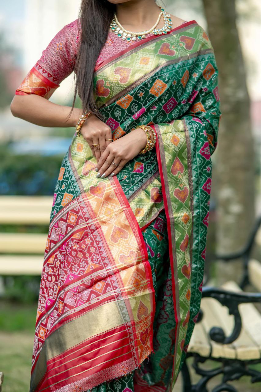 Green Banarasi Silk Patola Saree