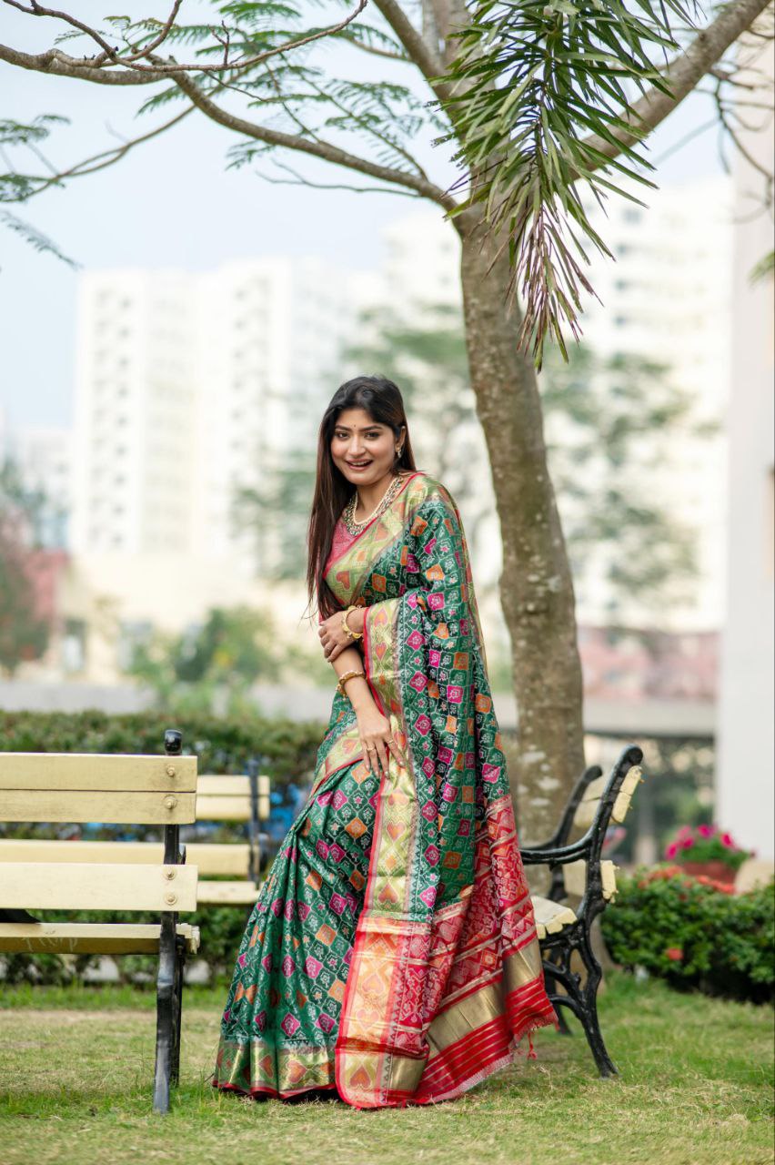 Green Banarasi Silk Patola Saree