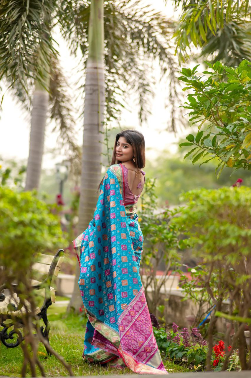 Blue Banarasi Silk Patola Saree