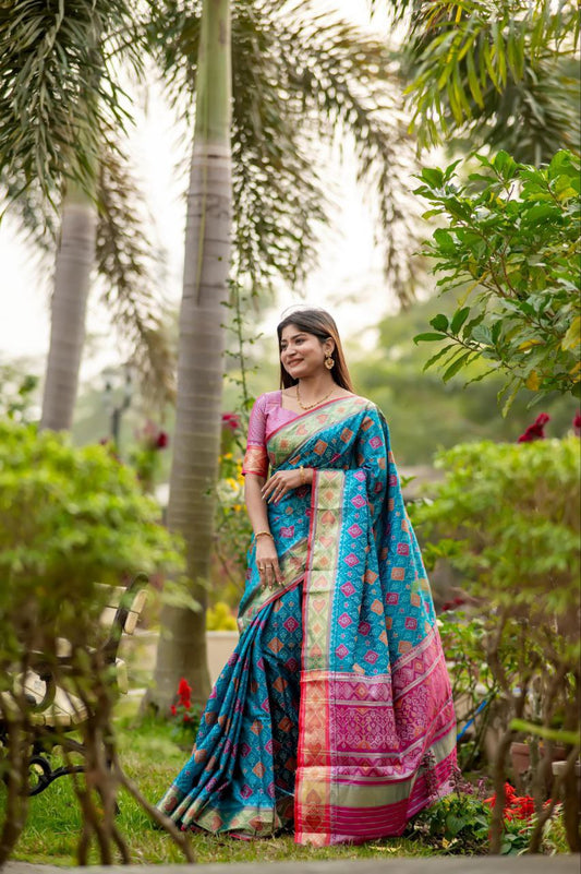 Blue Banarasi Silk Patola Saree