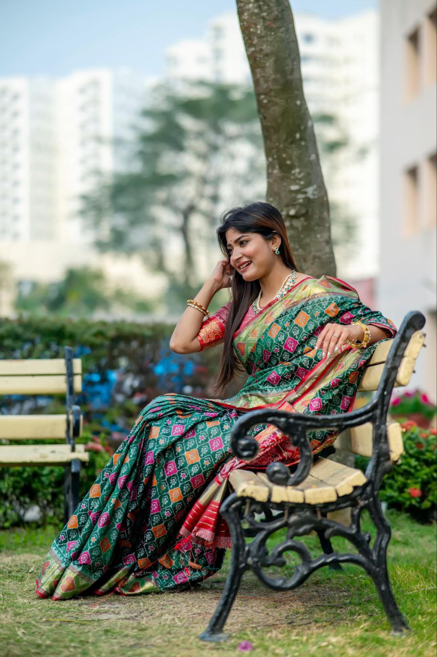 Green Banarasi Silk Patola Saree