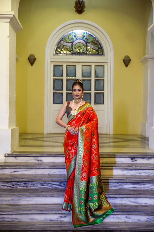 Red Banarasi Soft Silk Patola Saree