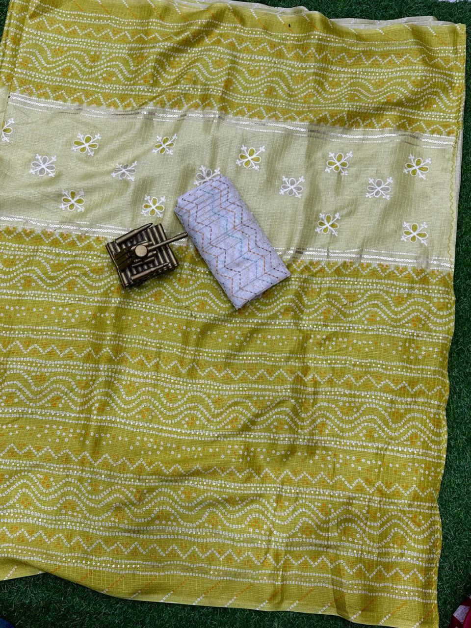 Bandhej Printed Kota Linen Saree