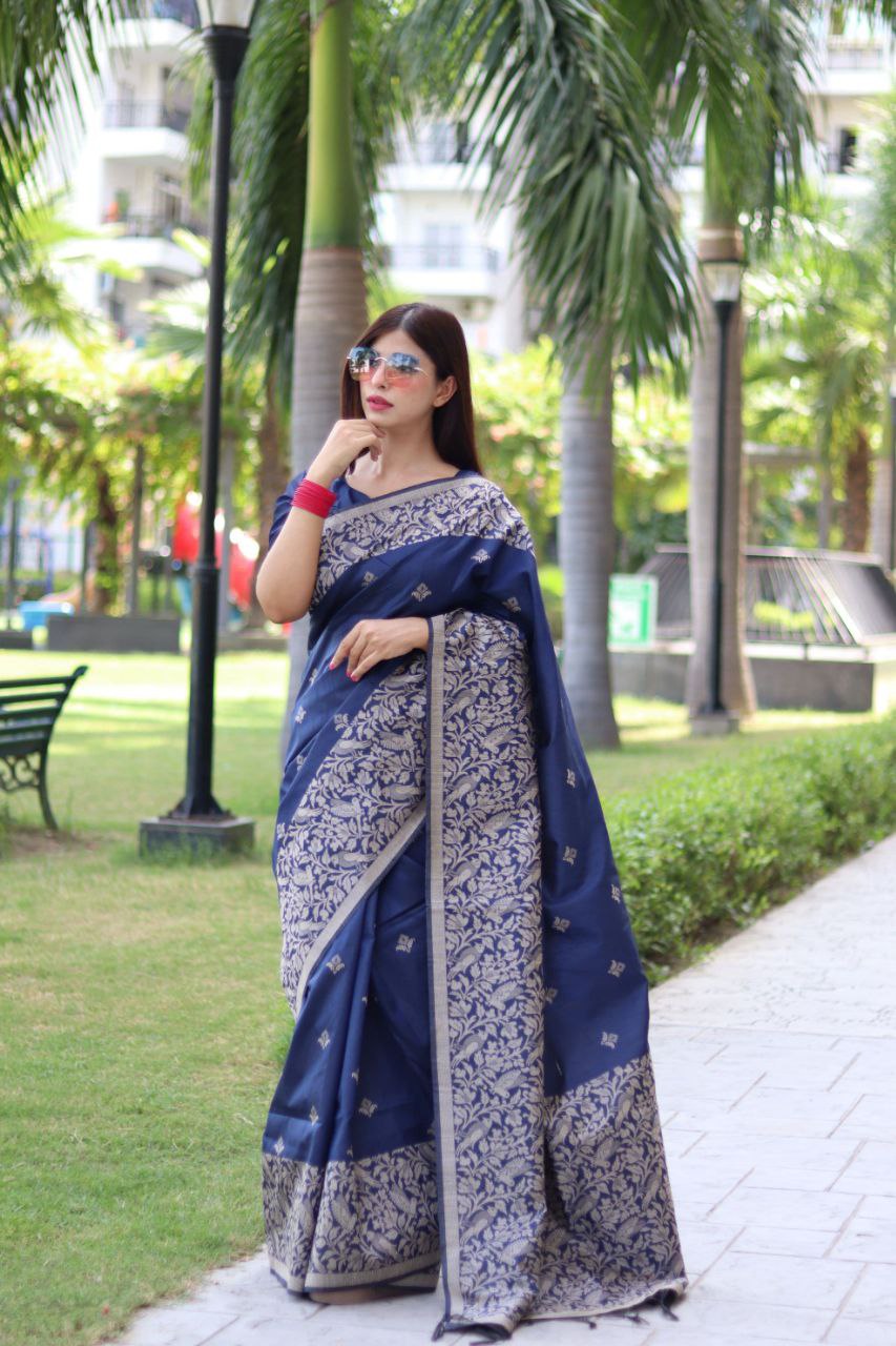 Navy Blue Color Banglori Handloom Raw Silk Saree, Rani Pink color Navy Blue Color Banglori Handloom Raw Silk sari for women,  Navy Blue Color Banglori Handloom Raw Silk saree for wedding, Saree, Saree for women, Saris, Sari for women, Sarees for women, Party wear sarees for women, Wedding wear saree for women, Bollywood saree for women, Heavy saree for women, Sarees for wedding
