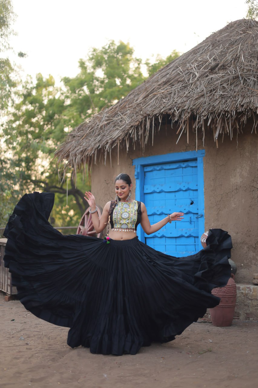 Black Navaratri Wear Designer Lehenga Choli