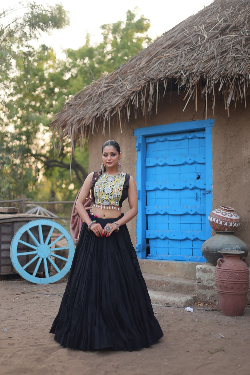 Black Navaratri Wear Designer Lehenga Choli