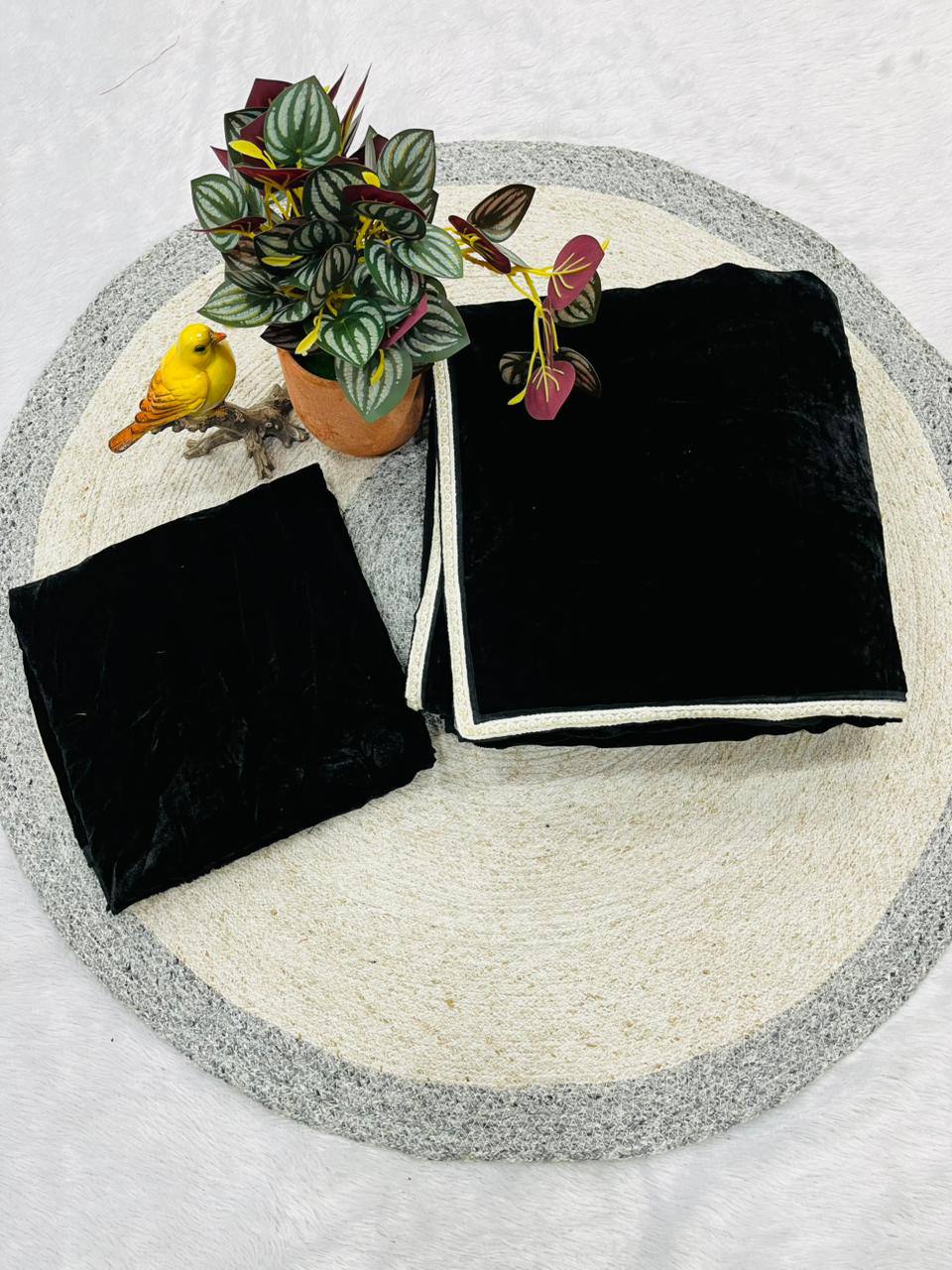 Black Bollywood Style Viscose Velvet Saree | Clone Design