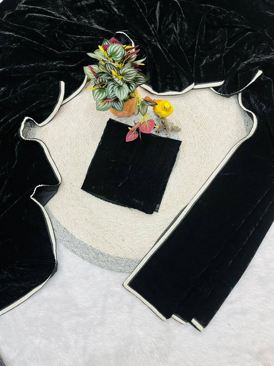 Black Bollywood Style Viscose Velvet Saree | Clone Design