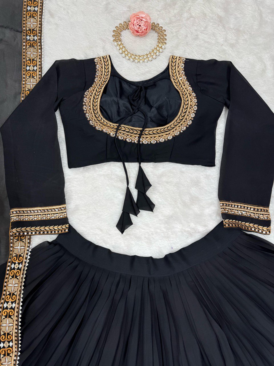 Black Designer Georgette Lehenga