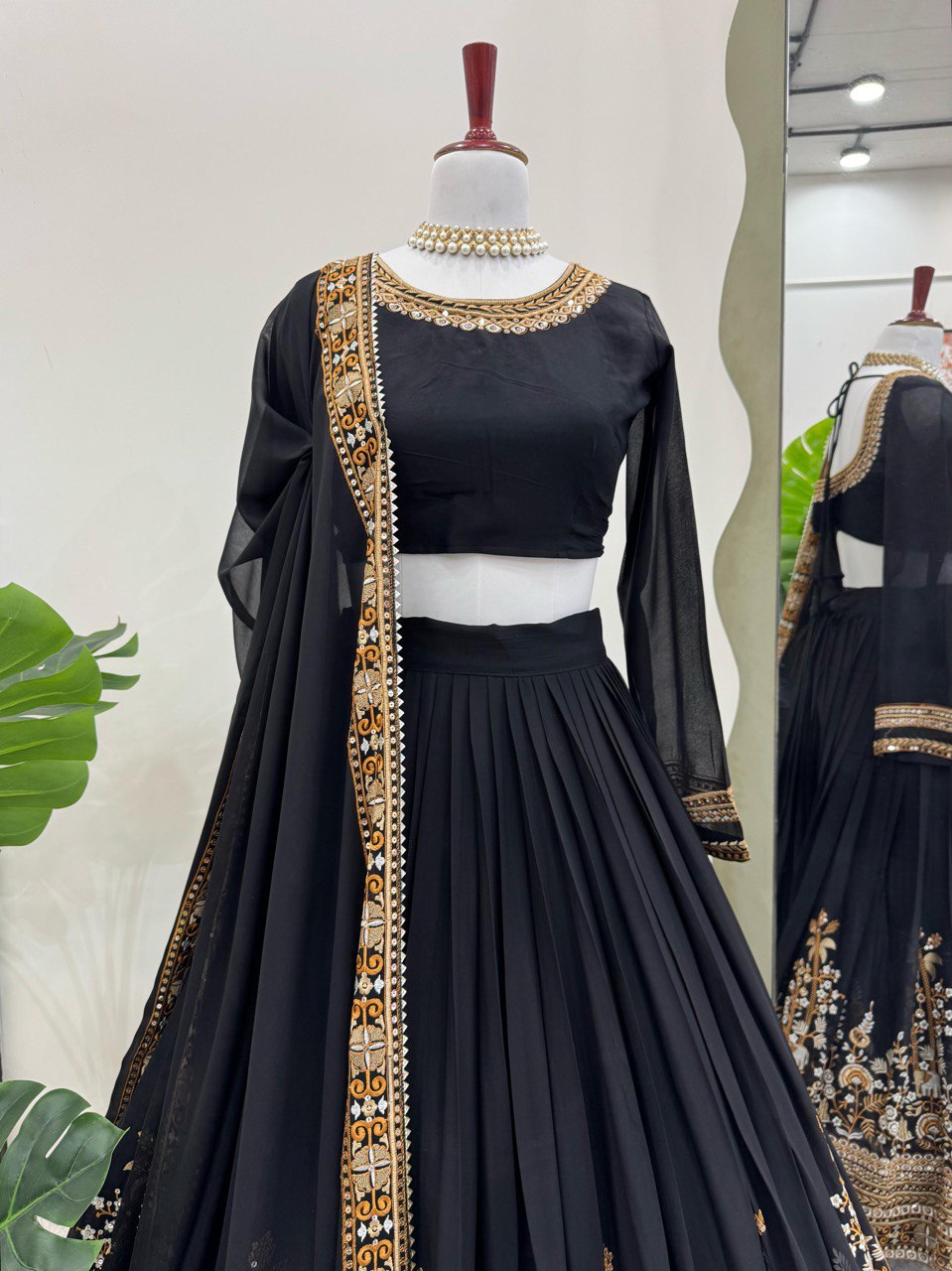 Black Designer Georgette Lehenga