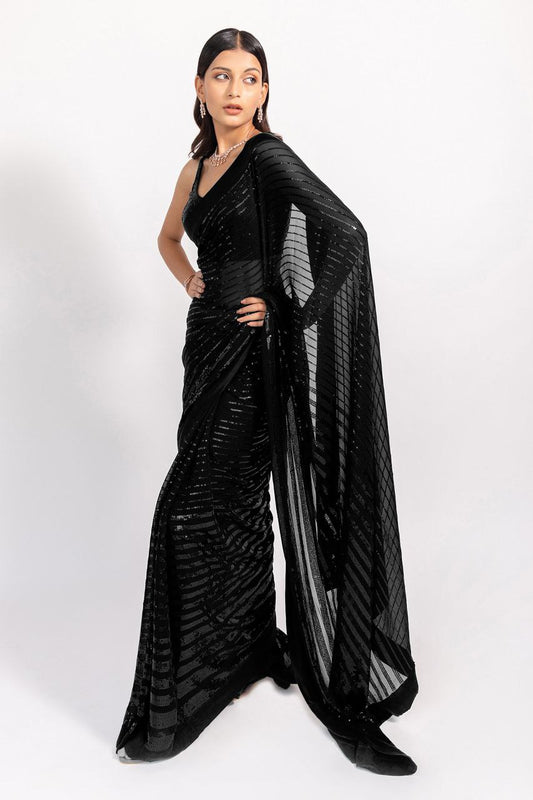 Black Designer Georgette Saree