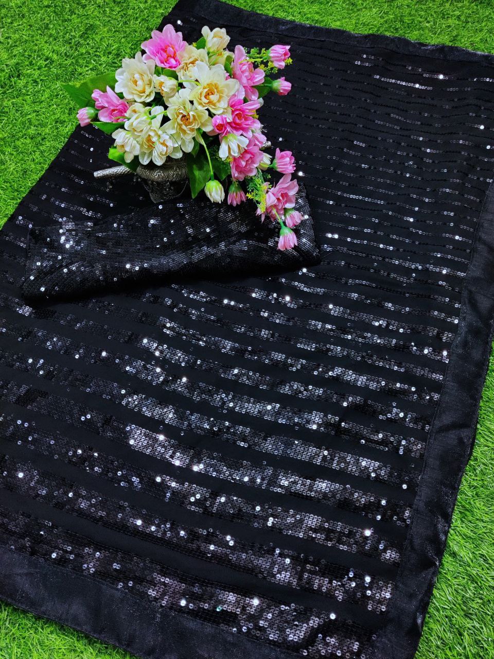 Black Designer Georgette Saree