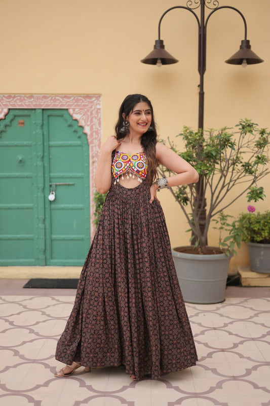 Black Designer Navaratri Wear Gown Dress