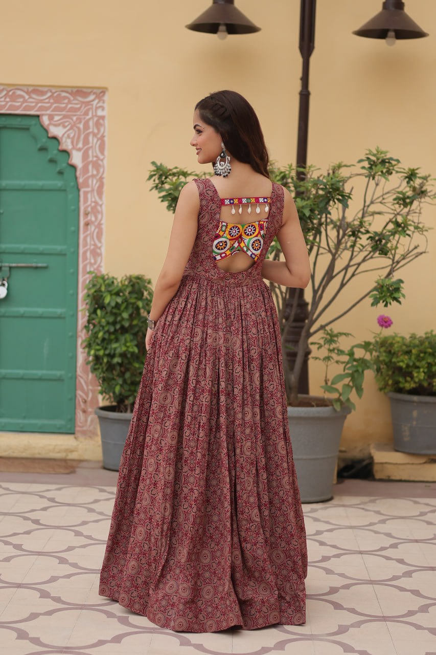 Maroon Designer Navaratri Wear Gown Dress