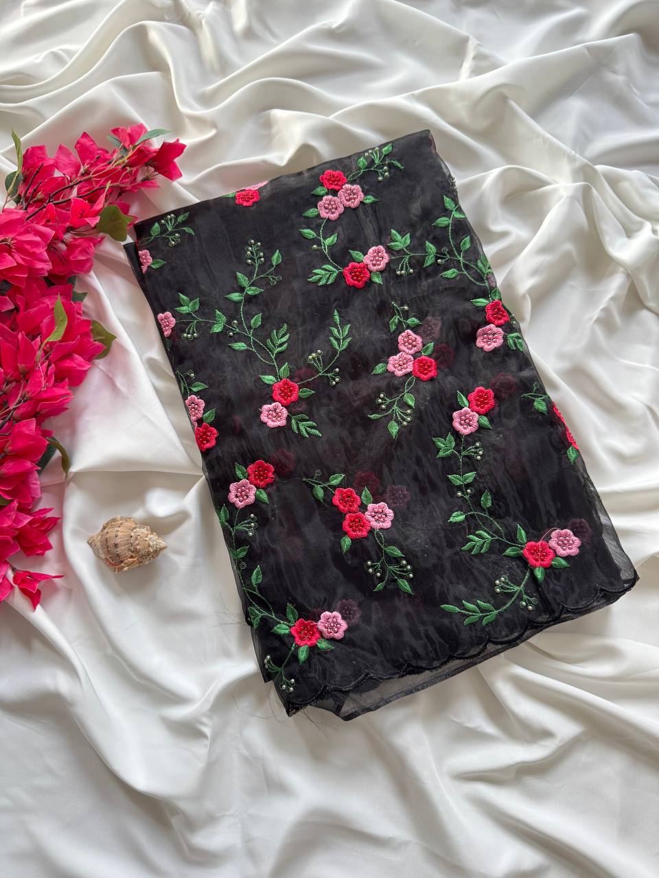 Black Designer Organza Silk Saree