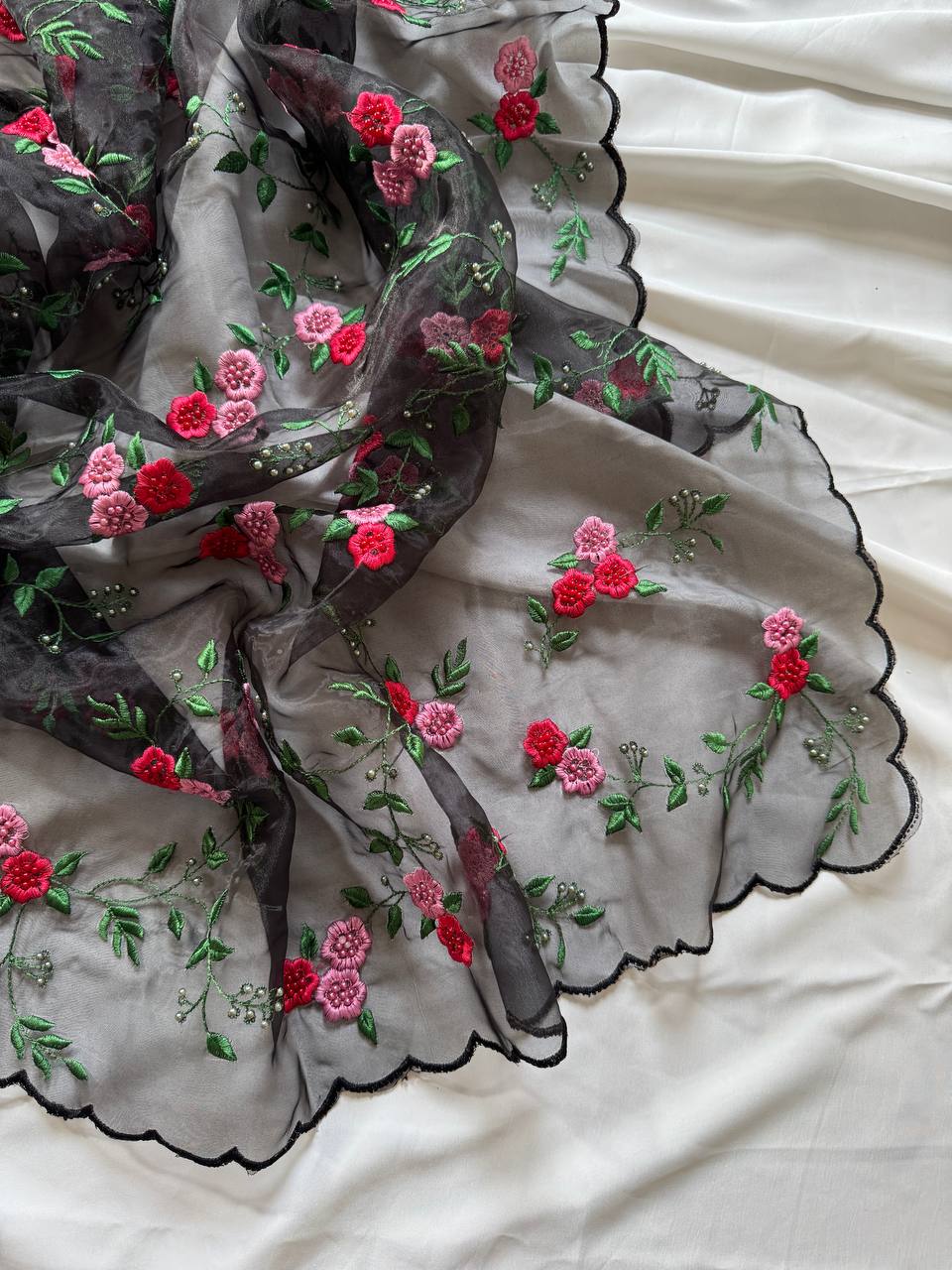 Black Designer Organza Silk Saree