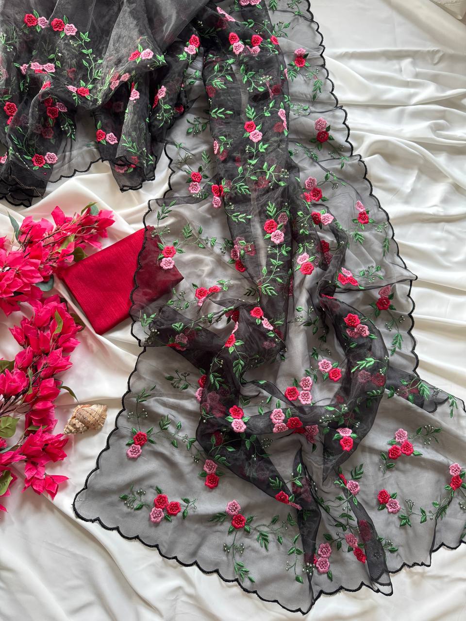 Black Designer Organza Silk Saree