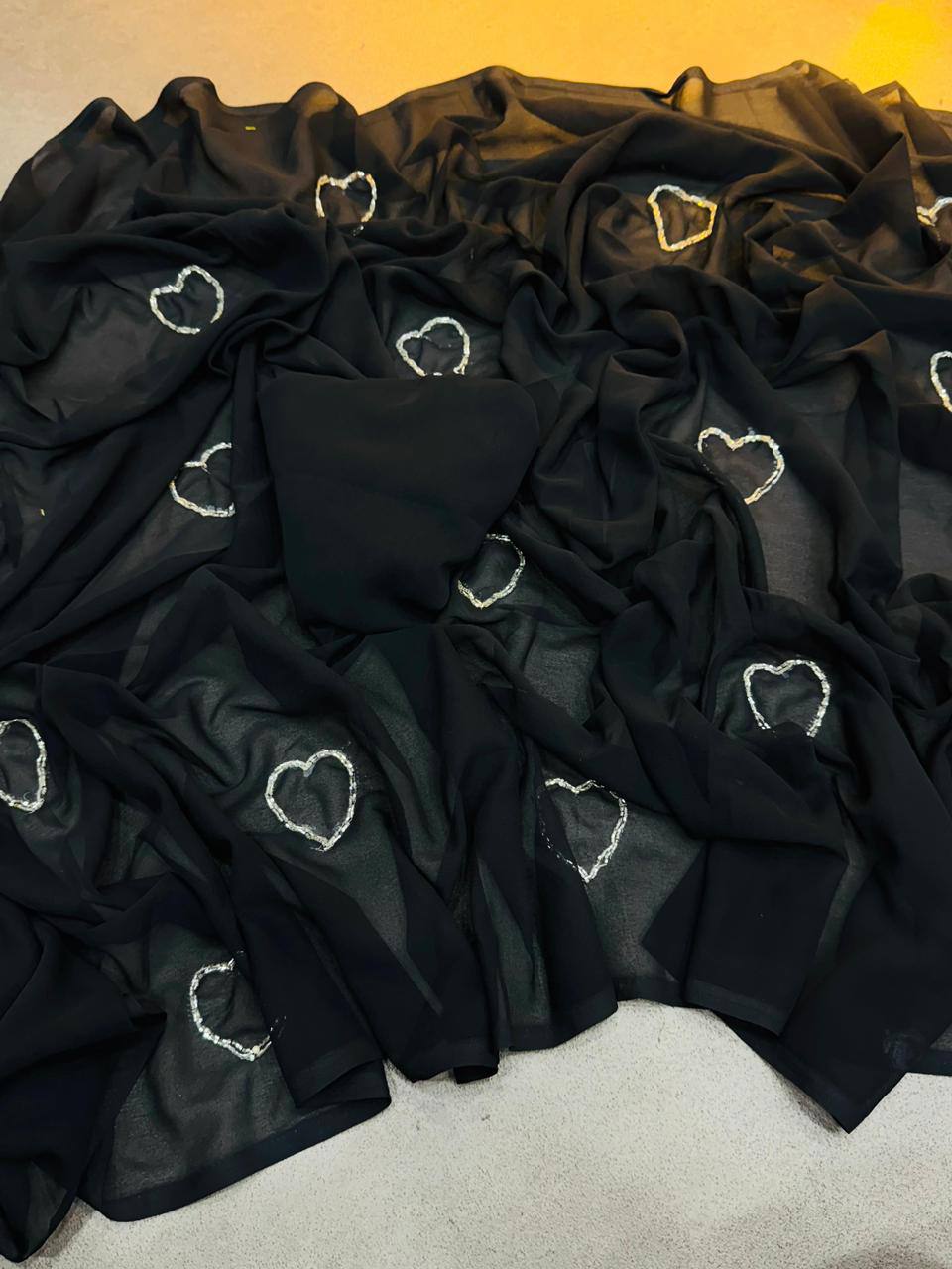 Black Designer Soft Georgette Saree