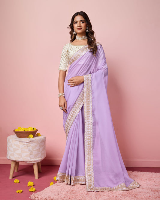 Lavender Designerr Taby Silk Organza Saree