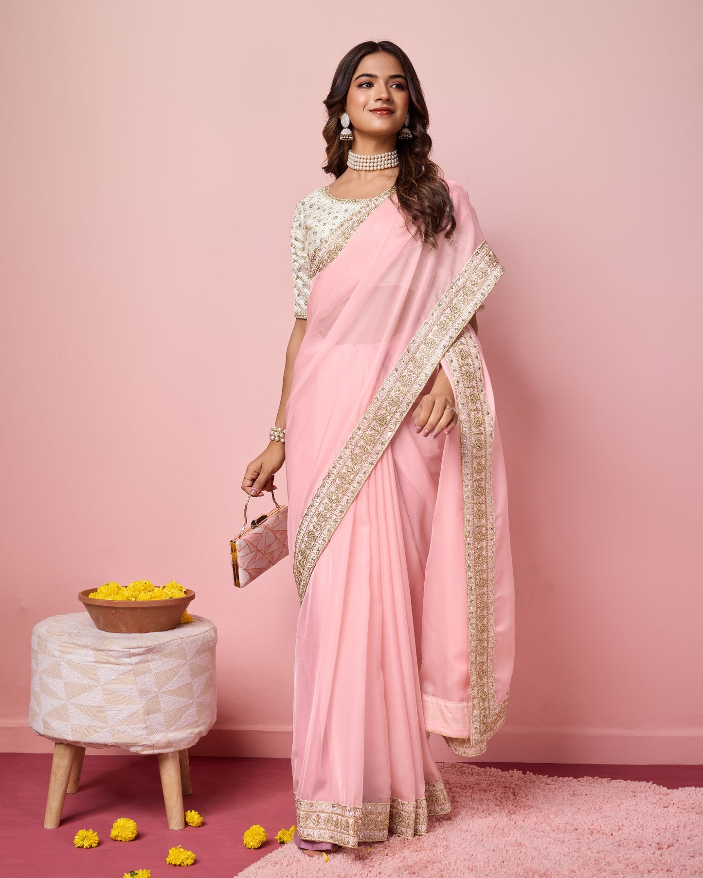 Pink Designerr Taby Silk Organza Saree