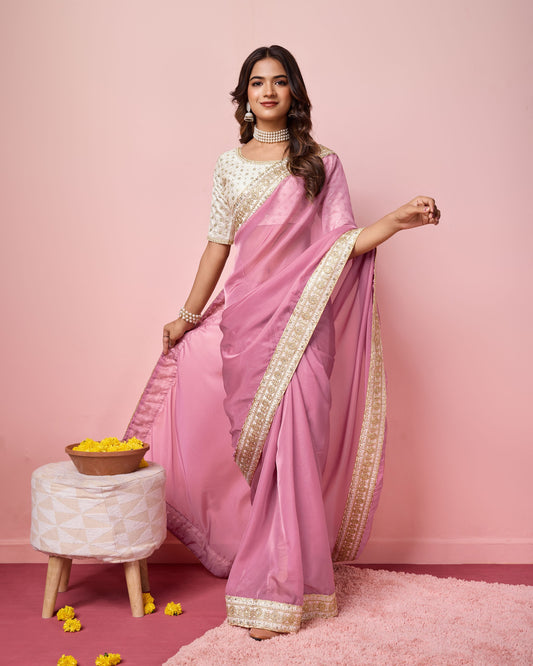 Magenta Designerr Taby Silk Organza Saree