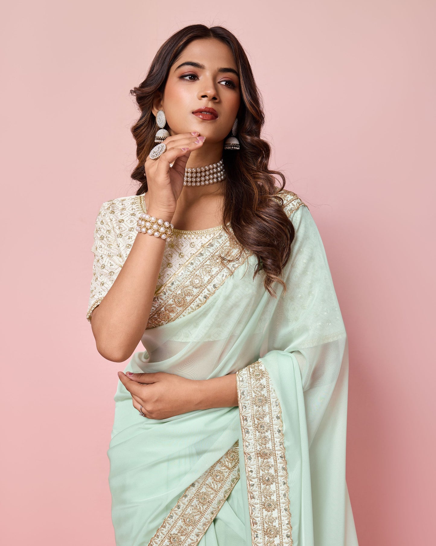 Pista Designer Taby Silk Organza Saree