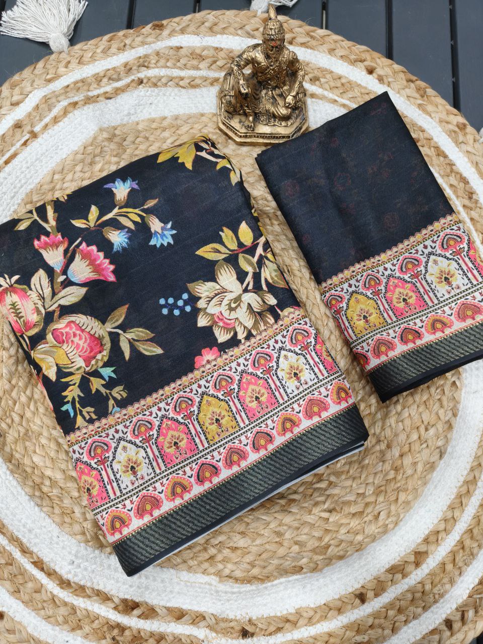 Black Mash Mellow Georgette Saree