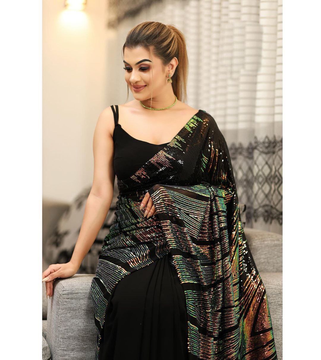 Black Party Wear Georgette Saree