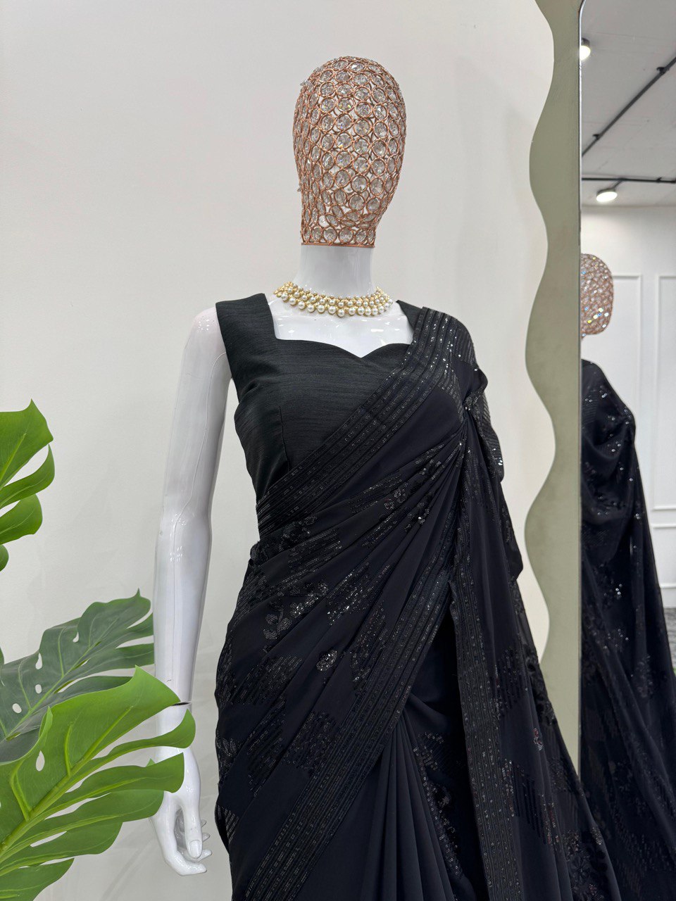 Black Party Wear Georgette Saree