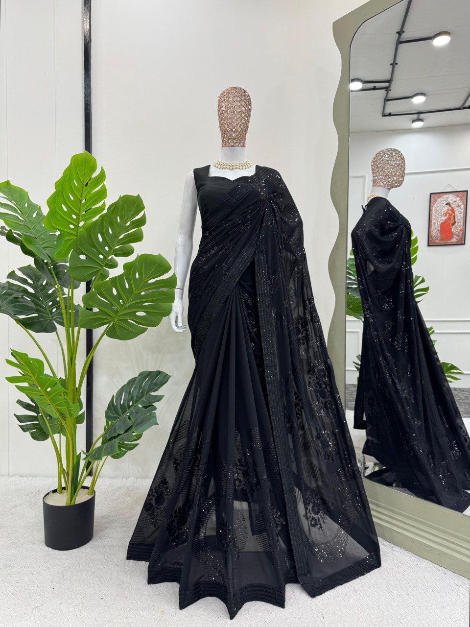 Black Party Wear Georgette Saree