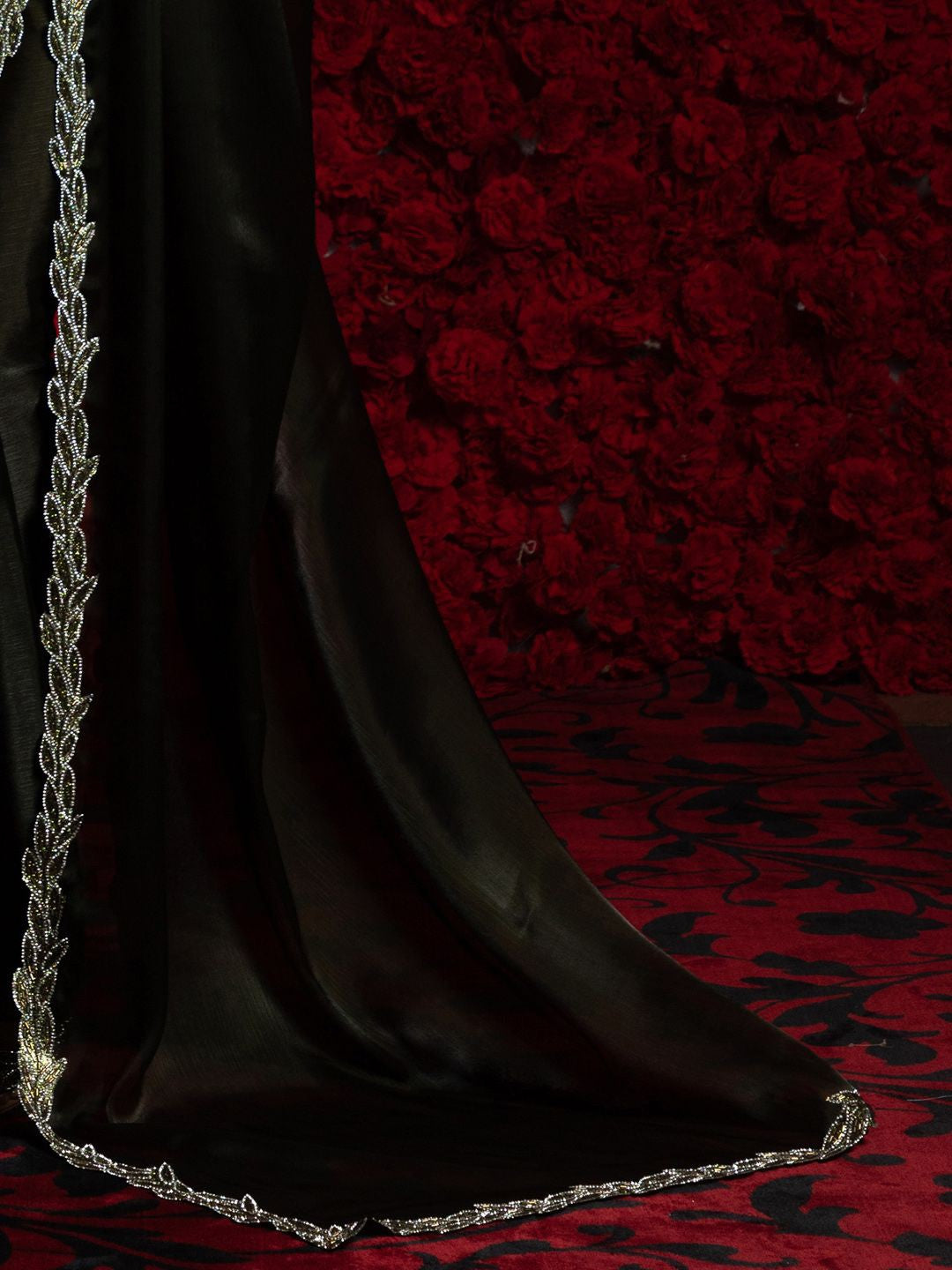 Black Party Wear Tissue Chiffon Saree | 100% Original Saree