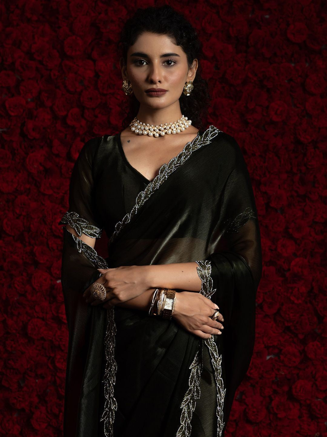 Black Party Wear Tissue Chiffon Saree | 100% Original Saree