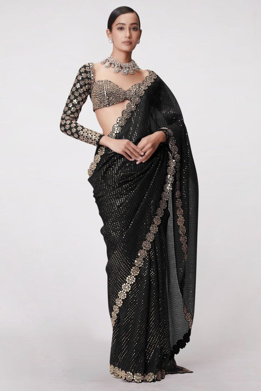 Black Stylish Bollywood Georgette Saree