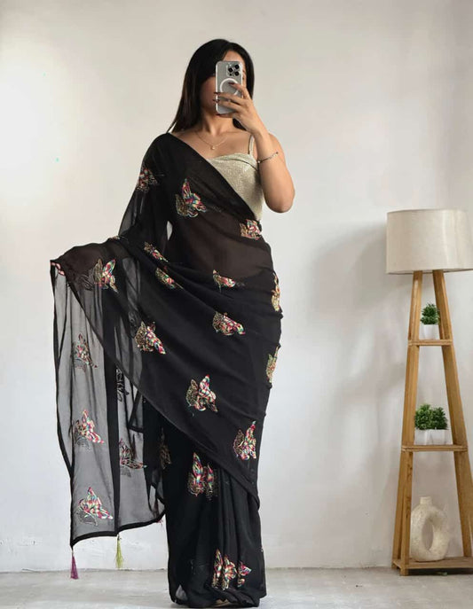 Black Stylish Georgette Saree