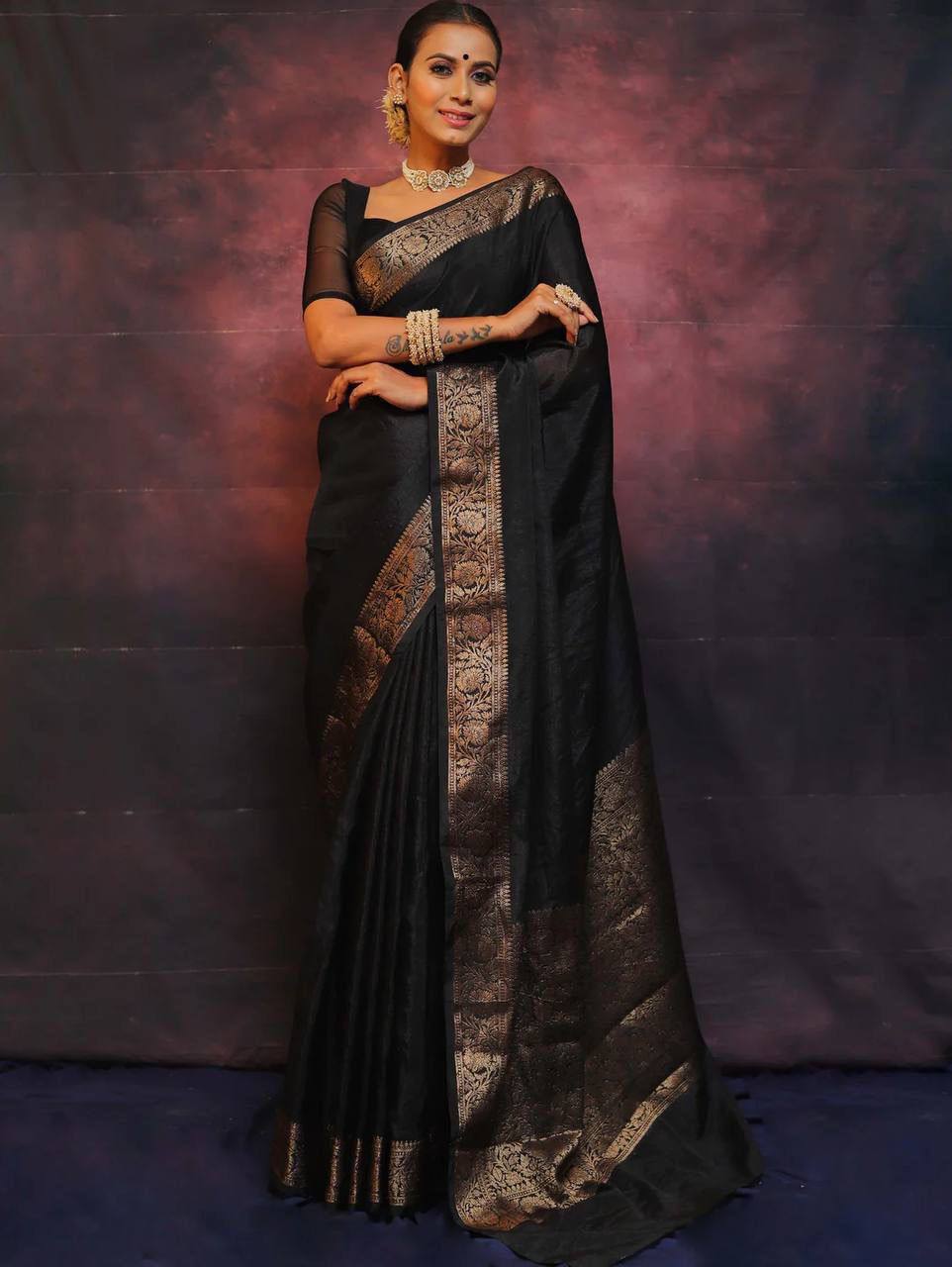 Black Wedding Wear Banarasi Saree