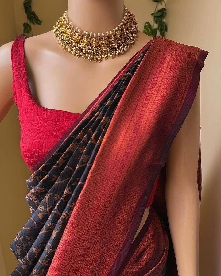 Black Wedding Wear Banarasi Saree