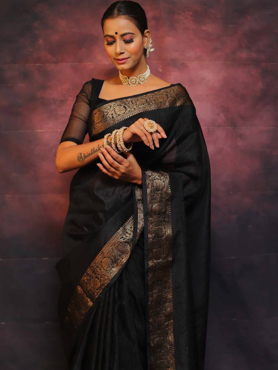 Black Wedding Wear Banarasi Saree