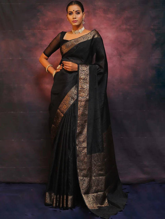 Black Wedding Wear Banarasi Saree