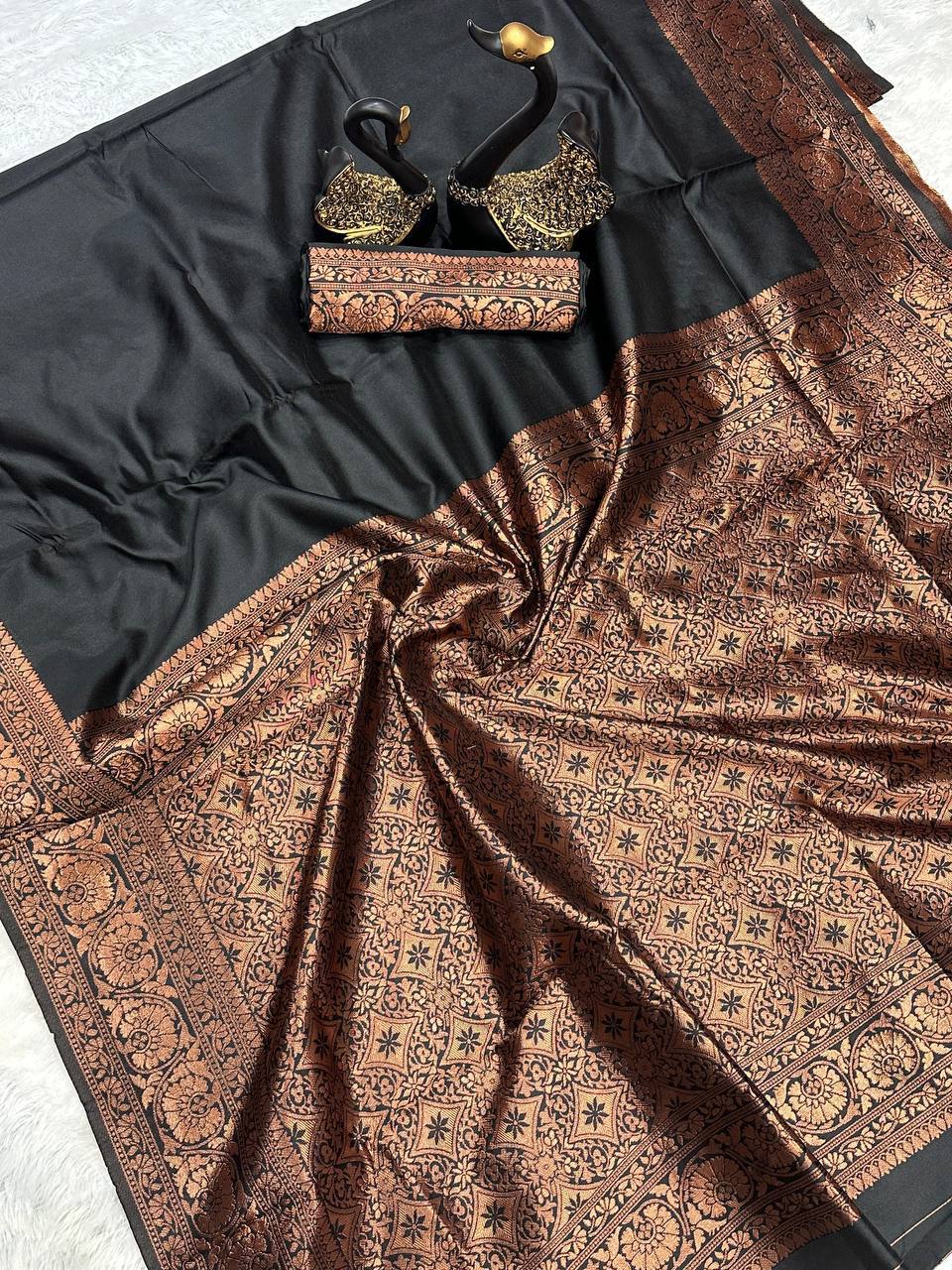 Black Wedding Wear Banarasi Saree