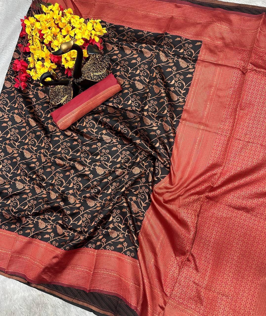 Black Wedding Wear Banarasi Saree