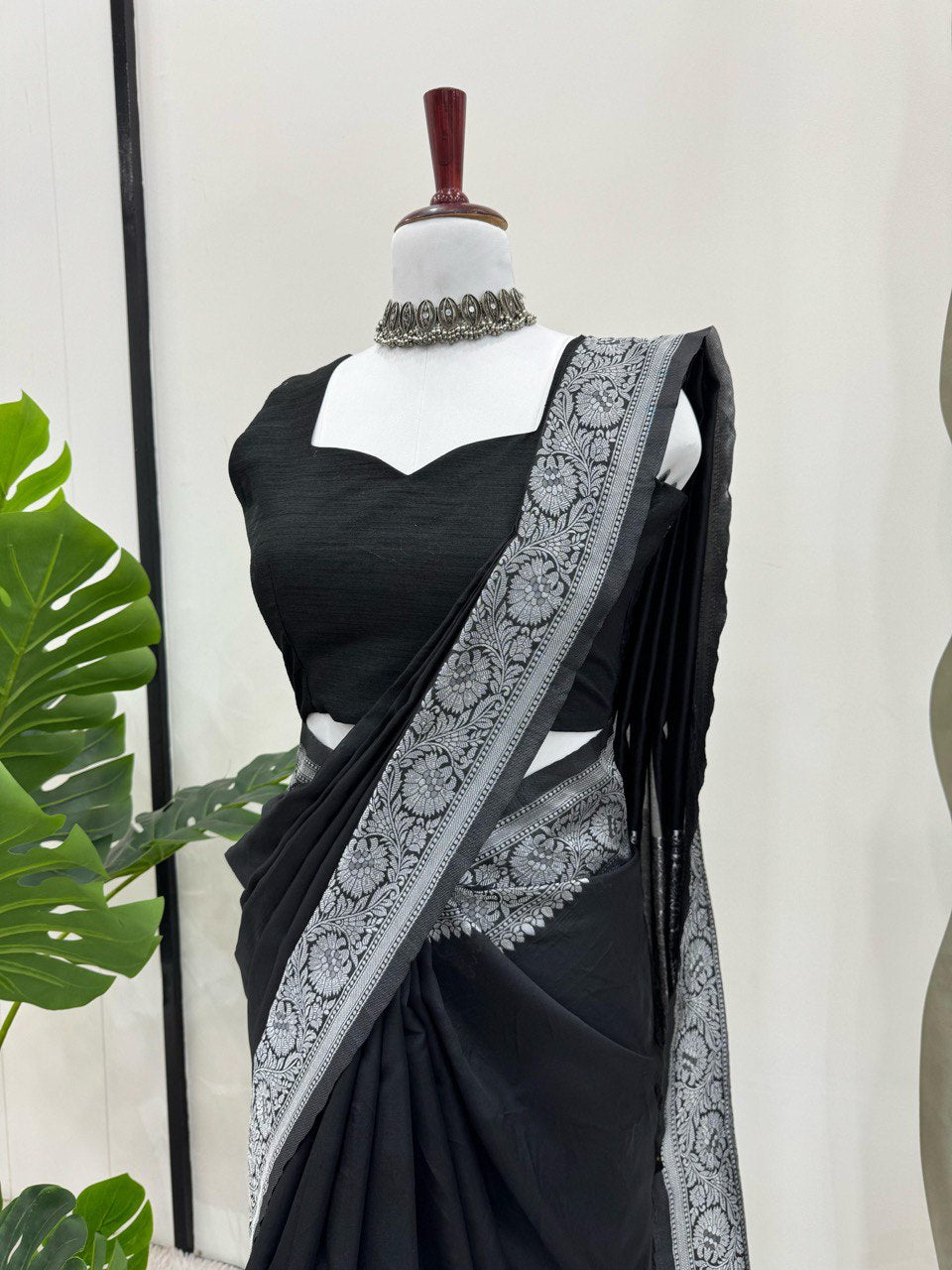 Black Wedding Wear Kota Silk Saree