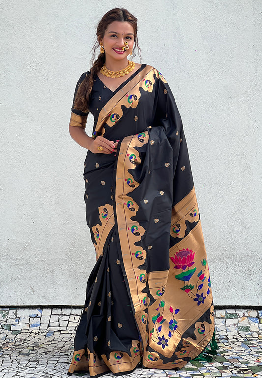 Black Wedding Wear Paithani Saree