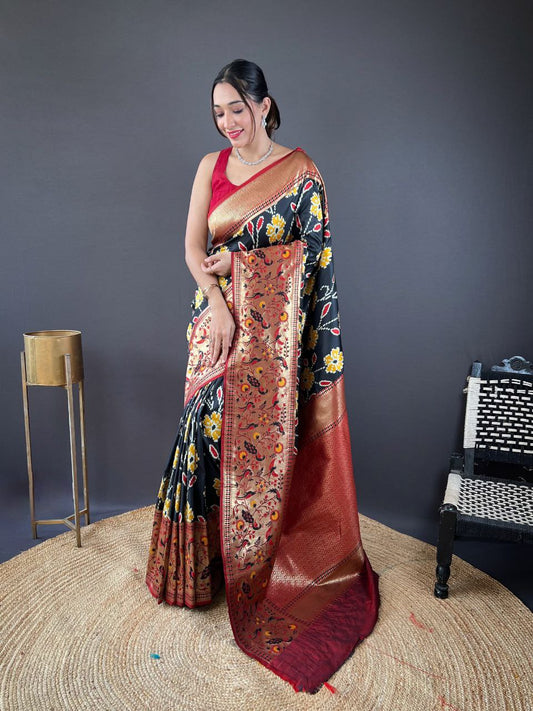 Black Wedding Wear Silk Saree