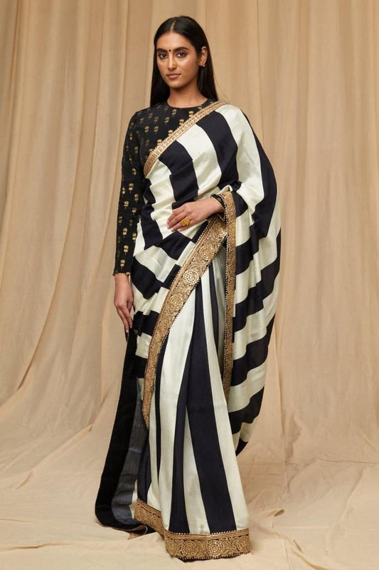 Black & White Bollywood Georgette Saree | Replica Design