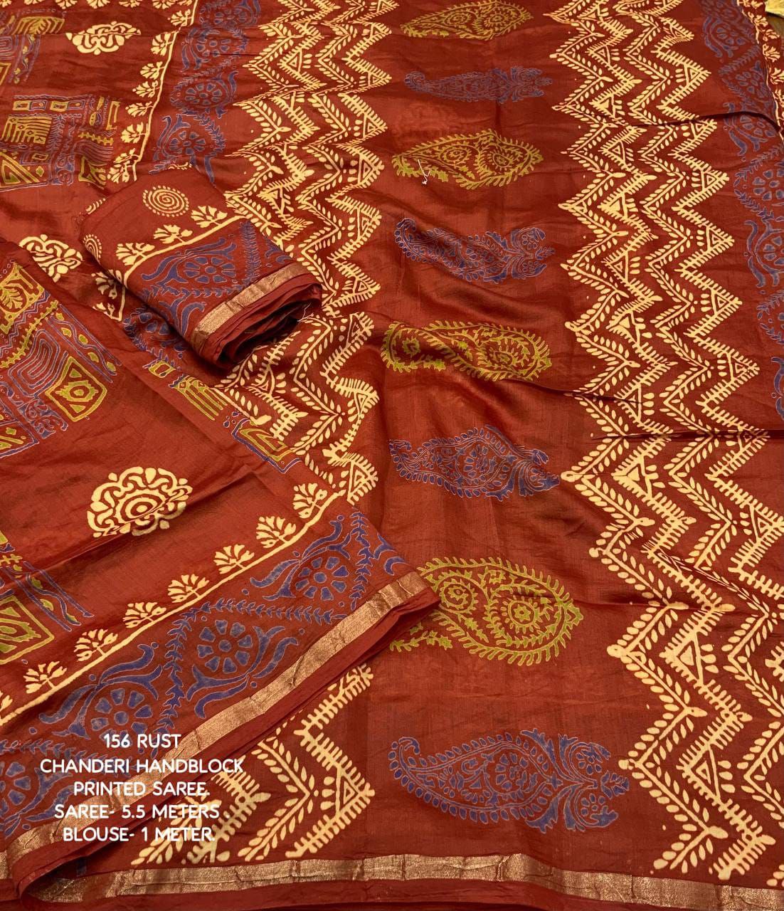 Block Printed Chanderi Cotton Saree